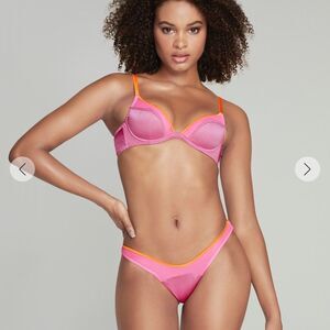 NWOT Agent Provacateur Viv Padded Plunge Bra 34DD full brief panty set size 2